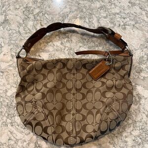 Coach Brown & Tan L Jacquard Braided Hobo Shoulder Bag 11858